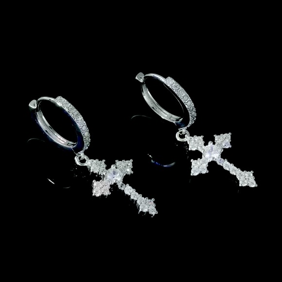 Jewelry Diamond Cross Hoop Earring Newsilver Poshmark